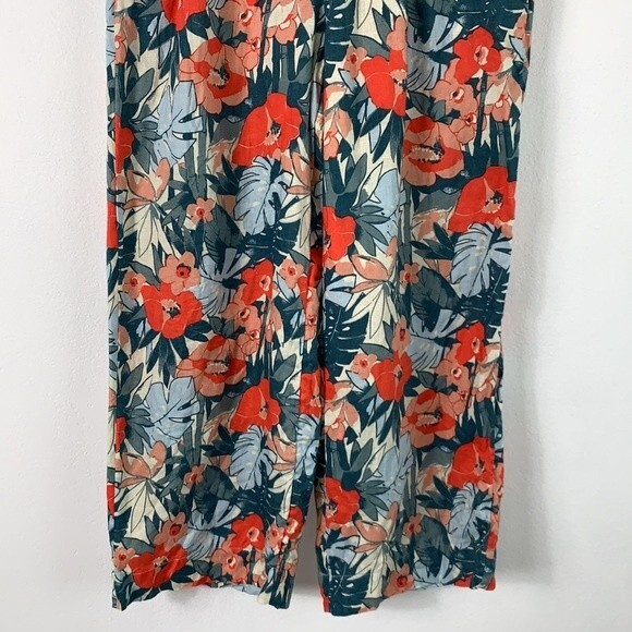 C&C California 100% Linen Tropical Floral Cropped Wide Leg Pull On Pants Sz S - Picture 3 of 9